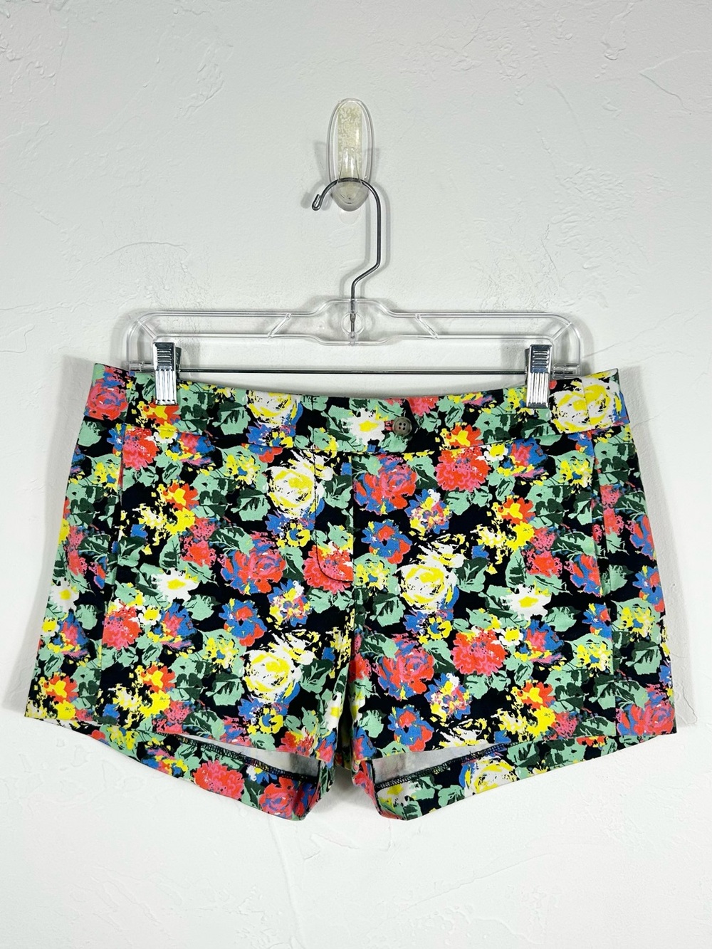 J.Crew Bright Neon Abstract Floral Cotton Stretch Chino Shorts Size 6